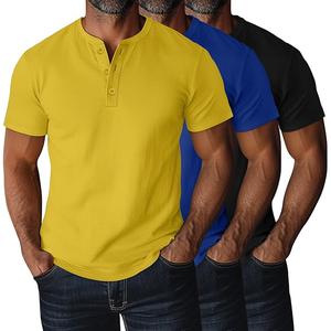 เสื้อยืดแขนสั้นผู้ชาย คอวี ทรงปกติ ผ้าถัก สีพื้น สไตล์ลำลอง - Product Image 5