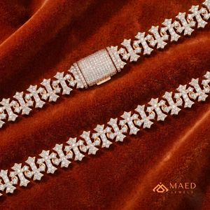 Rose Gold Plated Moissanite Necklace Hip Hop Party Fashion Jewelry <b>Cross</b> Link <b>Chain</b> Women Men Elegant Gift New York City Fine - Product Image 4