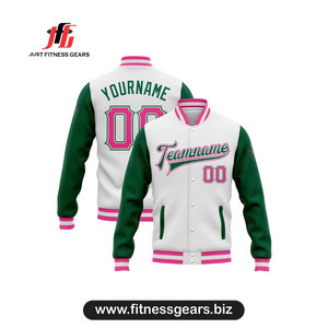 Veste universitaire personnalisée à manches à carreaux blanc et turquoise, en polyester respirant, style preppy, pour l'automne - Product Image 5