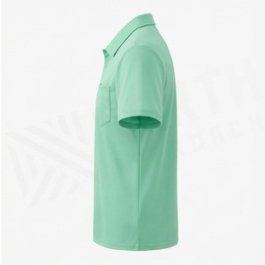 เสื้อโปโลชายลายเรียบ ผ้าโพลีเอสเตอร์ 100% น้ำหนัก 220 กรัม ผ้าถักระบายอากาศดี บริการ OEM ออกแบบโลโก้ด้านหน้า - Product Image 3