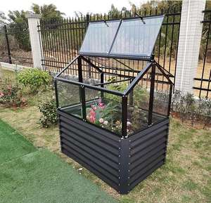 Outdoor Kit <b>Set</b> Raised Planter Bed Aluminium Metal Galvanized Greenhouse With Roof Home Backyard Courtyard <b>Garden</b> Supplies Item - Product Image 1