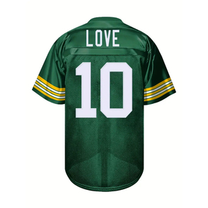 Camiseta de Fútbol Americano Verde, Cuello en V, Manga Corta, Malla Transpirable, 100% Poliéster, Impresión Sublimada, Número 10, para Hombre Adulto - Product Image 2