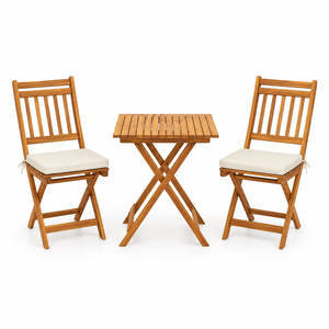Solid Teak Wood Outdoor Bistro Set <b>Folding</b> <b>Table</b> Chairs Garden Patio Resort Villa Furniture - Product Image 1