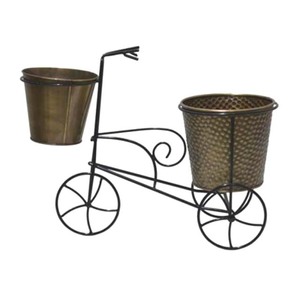 Vintage Metal <b>Flower</b> Stand with Two Pots for Garden Outdoor Use Rustic Design - Product Image 1