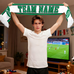 Écharpe de sport verte et blanche personnalisée avec nom et photo, accessoire pour supporter, longue, légère, imprimée sur mesure, écharpe de football - Product Image 5