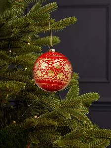 Boule de Noël en papier mâché kashmiri peinte à la main – Motif coccinelle florale - Product Image 3