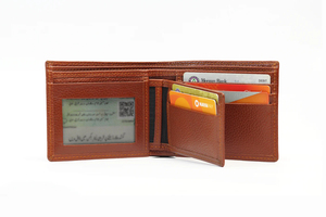 Tarjetero de Cuero Genuino de Alta Calidad para Hombre, Color Marrón Claro, Plegable, Ligero, Personalizado, Premium, Diseño Corto, Directo de Fábrica - Product Image 6