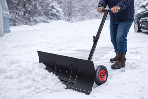 Pousse-neige à lame de 30 po x 17 po avec roues, lame et poignée réglables, pelle à neige en acier pour allée et usage extérieur ODGWTO017 - Product Image 5