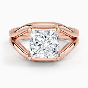 Bague de fiançailles en moissanite taille princesse 2 carats, solitaire à double sangle croisée - Product Image 5