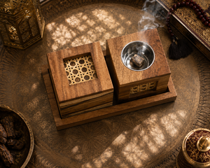 Juego de incienso de sándalo religioso de lujo con bandeja decorativa |   Quemador de Incienso Ecológico Árabe, Porta Incienso para el Hogar |   OEM - Product Image 3