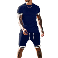 Conjunto de 2 Piezas para Hombre, Verano, Camiseta y Pantalones Cortos Casuales, Manga Corta, 100% Algodón, Felpa Transpirable, 200gsm, Estilo Urbano, Digital