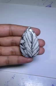Cabochon de Jaspe Pinolithe Naturel, Pierre Précieuse en Cristal pour Création de Bijoux, Fourniture de Pierres de Guérison, Blanc et Noir - Product Image 3