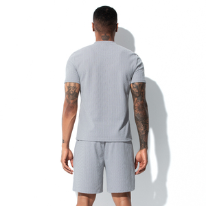 Tenues de plage d'été pour hommes, ensembles de survêtements d'été en coton respirant à manches courtes et shorts, 2 pièces - Product Image 2