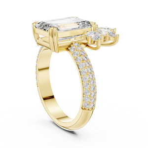 แหวนเพชรทรงมรกตเพาะเลี้ยงในห้องปฏิบัติการ ทองคำแท้ 14K 18K ประดับเพชรทรงมาร์คีส์แบบคลัสเตอร์ 5.10 กะรัต DEF VVS รับรองโดย IGI แหวนวาเลนไทน์ รับผลิตแบบ OEM ODM - Product Image 4