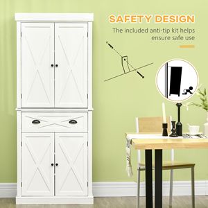 Moderno Armadio Dispensa da Cucina Indipendente con 4 Ante e 6 Ripiani - Bianco, Mobili per la Casa, Ante in MDF e Truciolato - Product Image 6