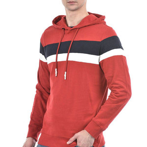 เสื้อฮู้ดผู้ชายสีแดงลายทาง ทรงปกติ สวมใส่สบาย ผ้าฝ้ายถักแบบเรียบง่าย สไตล์วินเทจ เหมาะสำหรับใส่ในฤดูใบไม้ร่วง - Product Image 3