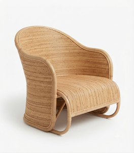 Sillón de Ratán Natural Tejido a Mano, Moderno, para Interiores, Silla de Mimbre para Sala de Estar, Muebles para Villa, Patas de Madera Artesanales Sostenibles - Product Image 2