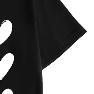 Latest Collection Black O Neck Short Sleeve <b>T</b> <b>Shirt</b> Pink and White <b>Heart</b> Pattern Graphic Tee Casual Streetwear Top - Product Image 6