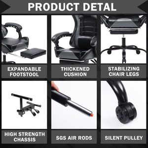 Sedia da Gaming Ergonomica in Pelle PU con Altezza Regolabile, Ruote e Poggiapiedi per Ufficio o Videogiochi - Product Image 6