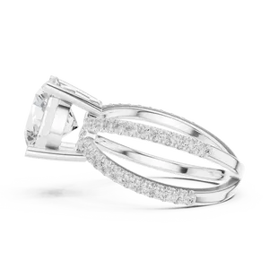 Round Brilliant Lab Grown Diamond Engagement <b>Ring</b> 18K Solid Gold IGI Certified VVS E-F Crossover <b>Split</b> Shank Fine <b>Ring</b> - Product Image 4