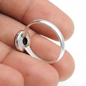 Bague en argent sterling 925 avec pierre naturelle de pierrelle bleue taille ronde, sertie clos, style minimaliste, bijoux bohèmes - Product Image 5
