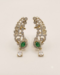 Exquisitos Pendientes de Oreja con Patrón de Espiral de Hojas y Diamantes Americanos, Chapados en Oro Antiguo, Elegantes y Brillantes, Joyería de Moda - Product Image 5