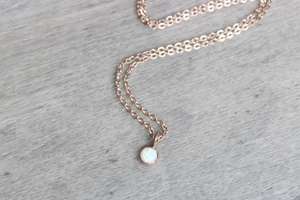 <b>Opal</b> <b>Necklace</b> October Birthstone Bridesmaids Gift 925 Sterling Silver 14k Rose Gold Plated Minimalist Jewelry - Product Image 4