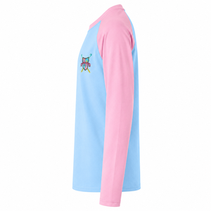เสื้อยืดแขนยาวผู้หญิง Gamma Phi Delta Raglan ปักลายลำลอง สีชมพู-น้ำเงินตัดกัน ปักตราสัญลักษณ์ คอปกสีตัดกัน - Product Image 5