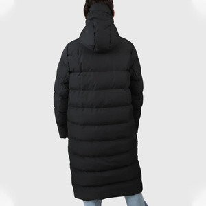 Gilet long matelassé noir sans manches pour femme avec fermeture éclair, col montant, veste d'hiver en polyester rembourré, manteau chaud et épais - Product Image 3