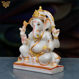 Pure White Marble Ganesh Statue | Handcrafted Lord Ganesha Idol | Premium Marble Ganpati Murti for Home Temple | 8 Inch - Product Image 3