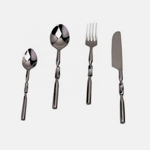 Silver Aluminum Classy Handle Unbreakable Long Handmade Handle Flatware Set Stainless Steel <b>Cutlery</b> Set - Product Image 2