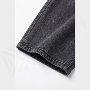 Jean en denim délavé foncé à taille haute et jambe large pour homme, coupe ample, en coton, style décontracté, pantalon d'automne - Product Image 6