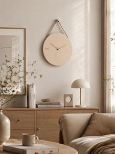 Reloj de Pared Minimalista de Madera, Decoración Silenciosa Estilo Japandi Escandinavo, Reloj Colgante Moderno Beige - Product Image 3