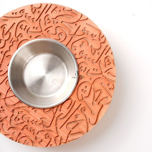 Round Carved Wooden <b>Bakhoor</b> Burner Arabic Calligraphy <b>Oud</b> Incense Holder Bowl With Removable Metal Charcoal Cup For Incense Use - Product Image 4