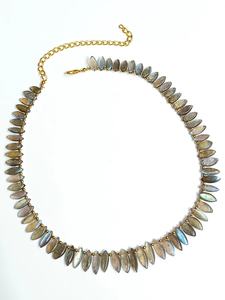 Natural Labradorite Marquise Beaded <b>Choker</b> Necklace 8.75x4MM Polished Gemstone Necklace Wholesale Bulk Labradorite Jewelry Bulk - Product Image 4