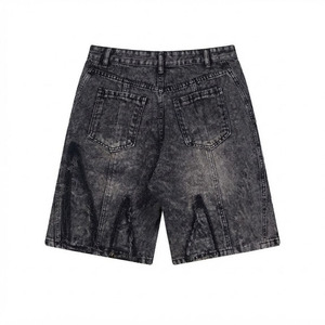 Shorts de Mezclilla Negros con Logotipo Personalizado, Estilo Acid Wash, Desgastados, Anchos, Holgados, Estilo Y2K, Streetwear, Hip Hop - Product Image 2