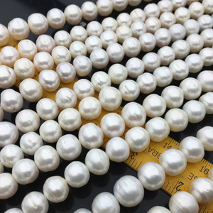 Perlas de Agua Dulce Redondas Blancas AA de 11-12 mm, Cultivadas Naturalmente, en Hilo Suelto para la Fabricación de Joyas, Suministros al por Mayor - Product Image 1