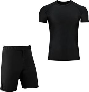 Ensemble T-shirt et short de compression pour homme, tricoté, respirant, en Spandex/Coton, personnalisé OEM, idéal pour l'été, écoresponsable, qualité supérieure - Product Image 3