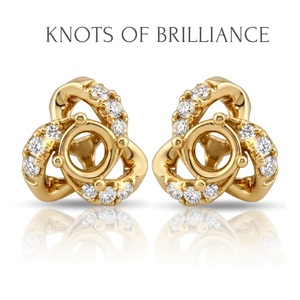 Boucles d'oreilles clous fleur en or jaune massif 18 carats personnalisées avec diamants naturels, semi-monture pavée, certifiées IGI, cadeau de fête, vente en gros, OEM, ODM, MOQ - Product Image 1