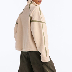 Sudadera polar extragrande personalizada para mujer con media cremallera, ribete en contraste, informal, para exteriores, chaqueta polar de alta calidad - Product Image 2