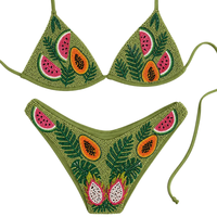Nouveau bikini deux pièces moderne en tissu, style licou, décolleté triangulaire, respirant, motif fruits, broderie perlée, vente en gros personnalisée