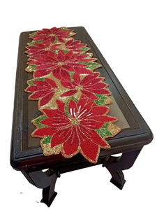 Camino de Mesa Artesanal con Cuentas y Bordado Multicolor, Camino de Mesa de Lujo para Bodas con Cuentas de Semillas y Bordado a Mano - Product Image 6