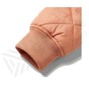 Chaqueta Bomber Acolchada Color Durazno, Manga Larga, Cuello Alto, Cierre de Cremallera, Color Sólido, Relleno de Poliéster, para Otoño - Product Image 6