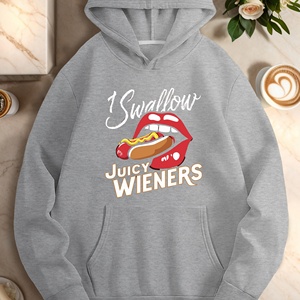 I Swallow JUICY WIENERS Sudaderas con capucha estampadas de punto informales para mujer - Product Image 3