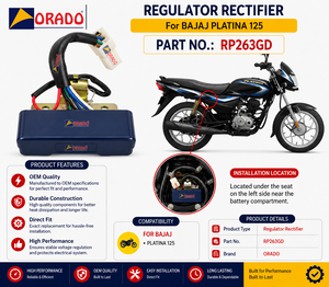 Régulateur redresseur Bajaj Platina 125 Discover 100cc 150, qualité export pour pièces détachées de deux-roues, Inde, Orado - Product Image 6