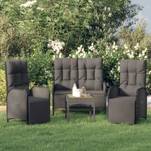 Set da Giardino in Rattan Nero per 4 Persone, Arredamento da Esterno Resistente alle Intemperie, Design Contemporaneo - Product Image 3