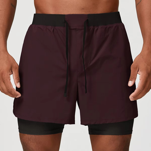 Custom Men's Double-<b>Layer</b> Design Shorts with Inner Compression Liner Elastic Waist Drawstring Comfortable Casual Daily Wear - Product Image 1