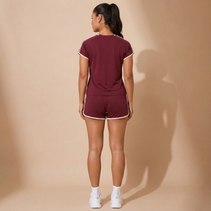 <b>Women</b> Sports <b>Short</b> Set Moisture Wicking Fabric Lightweight Top Matching <b>Shorts</b> Flexible Athletic Fit Training Apparel OEM - Product Image 2