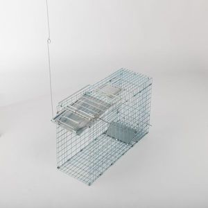 Trappola Pieghevole per Animali Vivi da 32 Pollici, Robusta, Argento, per Gatti e Procioni, con Maniglia, per il Controllo dei Parassiti - Product Image 3