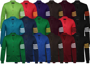 Cárdigan tipo chaqueta de punto 100% acrílico vintage para mujer, de invierno, con doble botonadura, bordado, corte ajustado, negro y naranja, con letras estilo universitario - Product Image 2